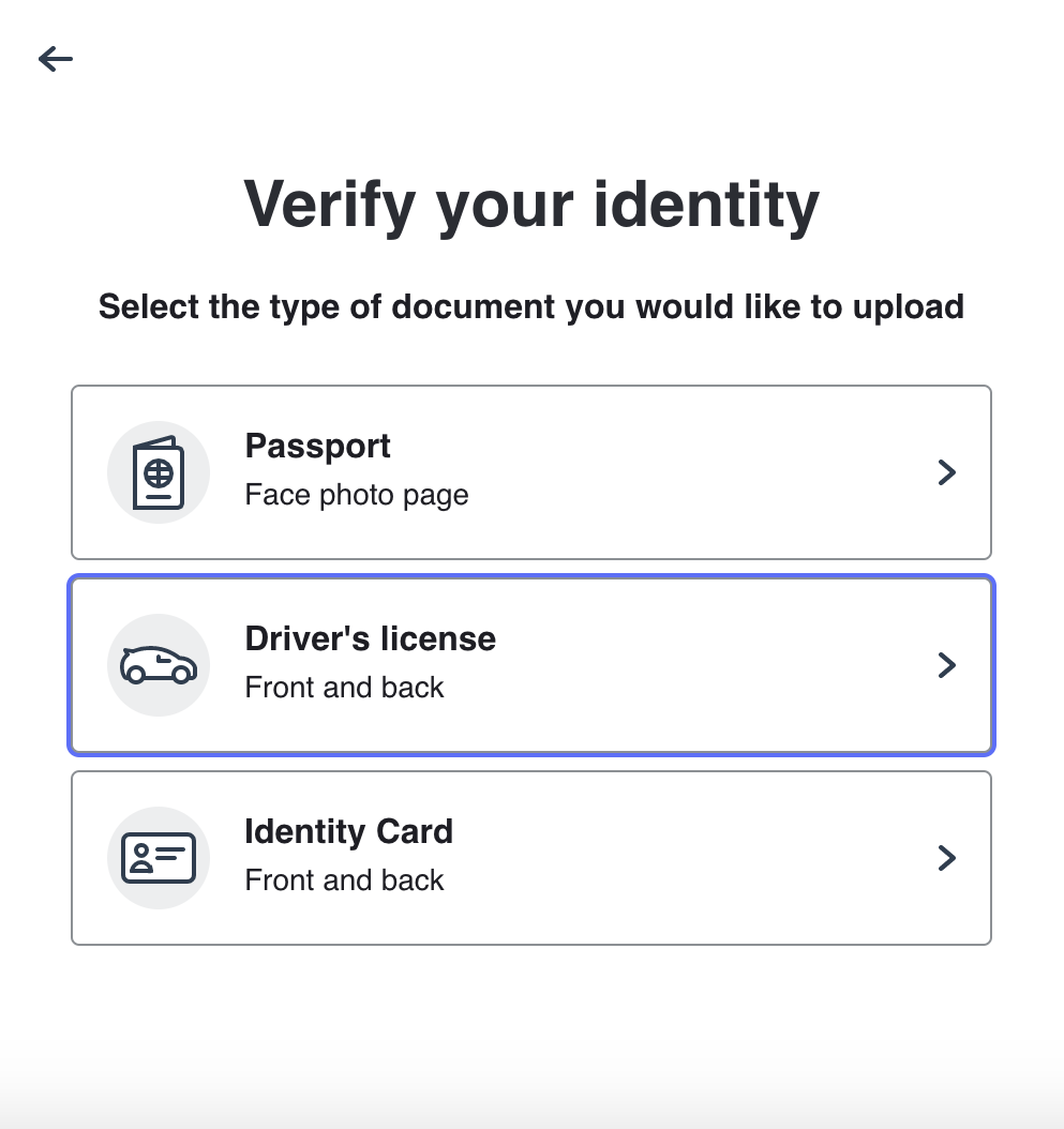 Document Selection Screen